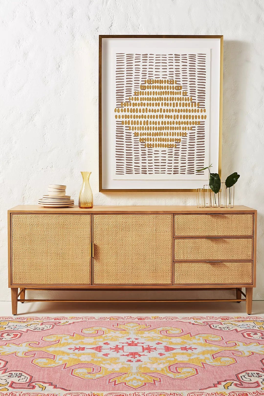 Wallace Cane and Oak Sideboard By Anthropologie in Beige - Image 0
