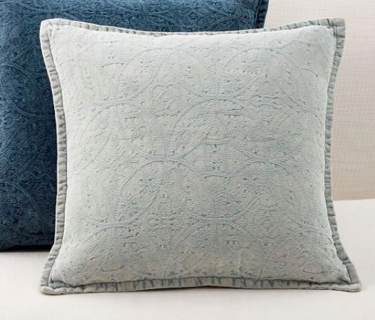 Chenille Jacquard Pillow Cover, 20", Light Blue - Image 0