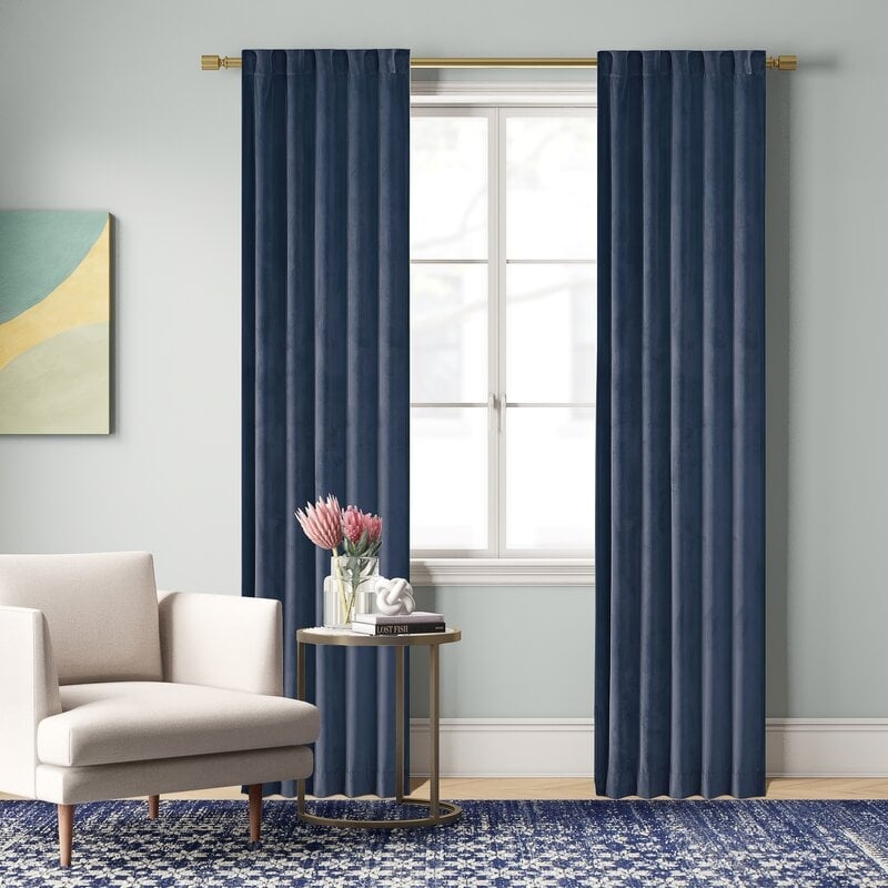 Aurora Poly Velvet Solid Room Darkening Rod Pocket/Tab Top 2 Curtain/Drapes (Set of 2) - Image 0