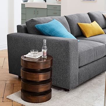 Urban Sectional Set 01: Left Arm 2 Seater Sofa, Right Arm Chaise, Down Fill, Chenille Tweed, Pewter, - Image 2