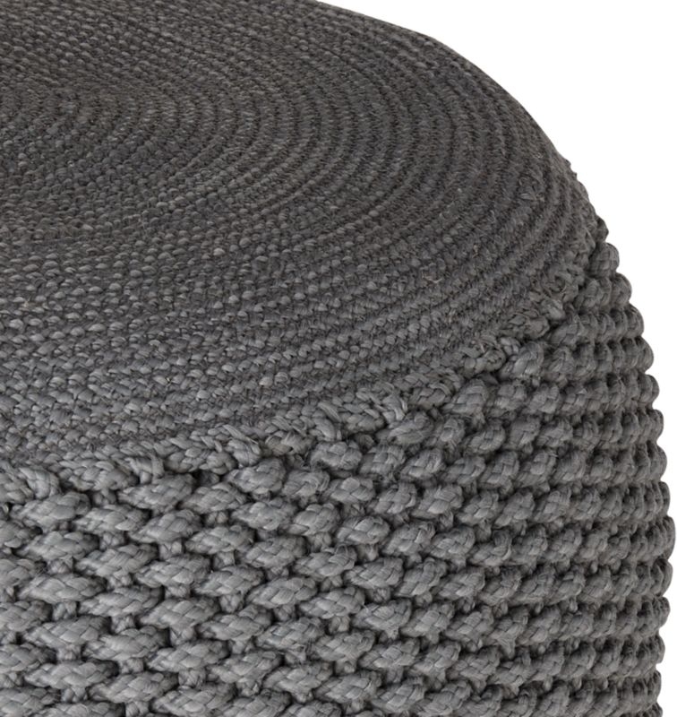 Criss Knit Grey Pouf - Image 2