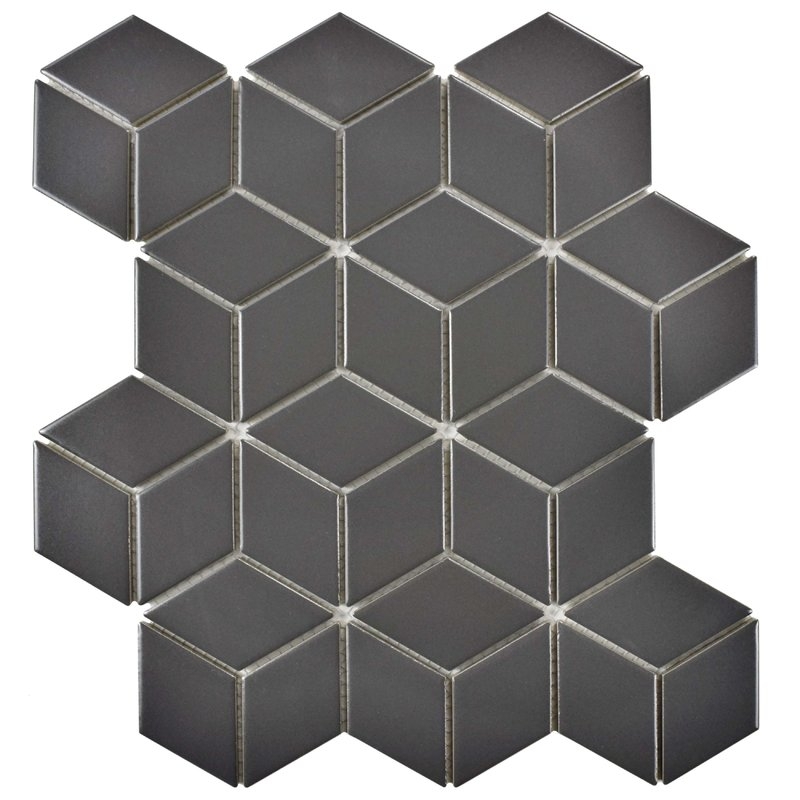 Retro Rhombus 1.88 x 3.18 Porcelain Mosaic Tile in Matte Grey (1 box = 9.04 sq ft) - Image 0