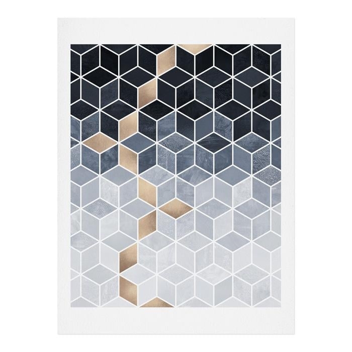 Soft Blue Gradient Cubes PRINT - Image 0
