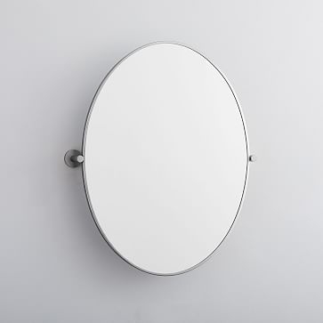 Metal Frame Pivot Mirror, Oval, Polished Nickel - Image 0