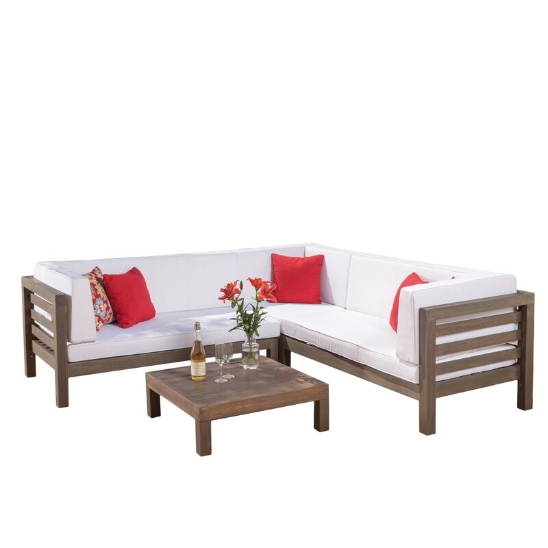 Seaham 4 Piece Sectional Seating Group with Cushions - Image 1