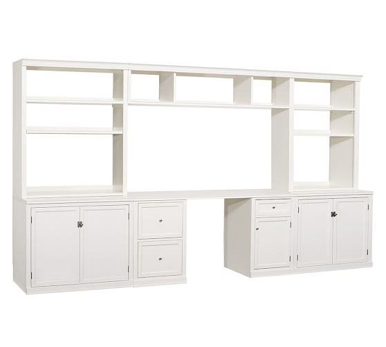 Logan Large Office Suite with Cabinet Doors, Antique White, 134" Wide - Image 0