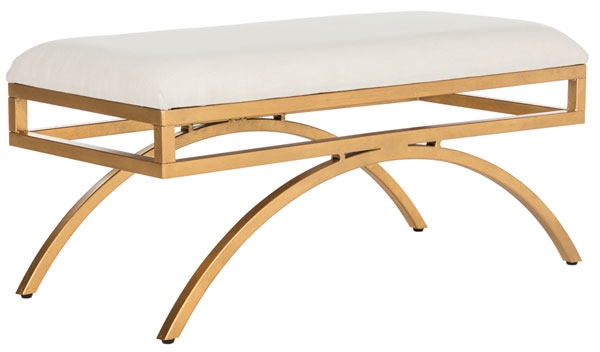 Moon Arc Linen Bench - Light Beige/Gold - Safavieh - Image 2