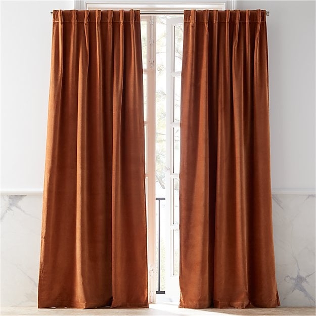Velvet Copper Curtain Panel 48"x84" - Image 0