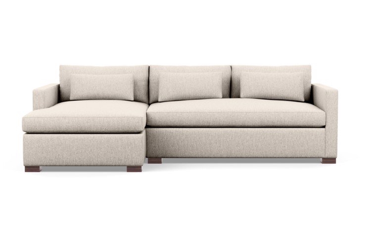 106" Charly Sectionals in Wheat Fabric with Oiled Walnut legs and 2 cushions - Image 0