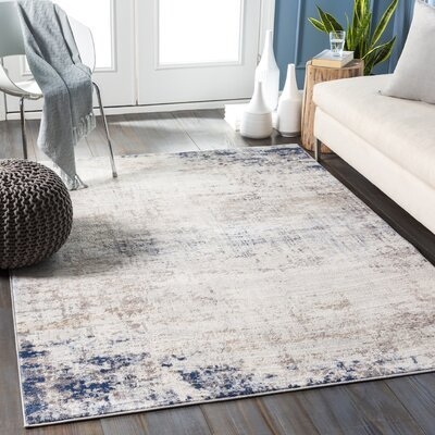 Mac Distressed Abstract Tan/Navy Area Rug - Image 0