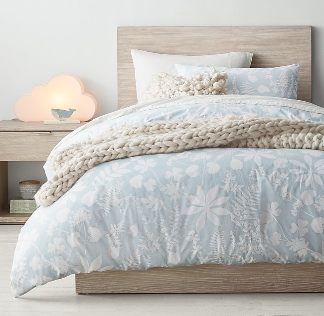 WILDFLOWER WASHED PERCALE DUVET COVER - SKY - Image 2