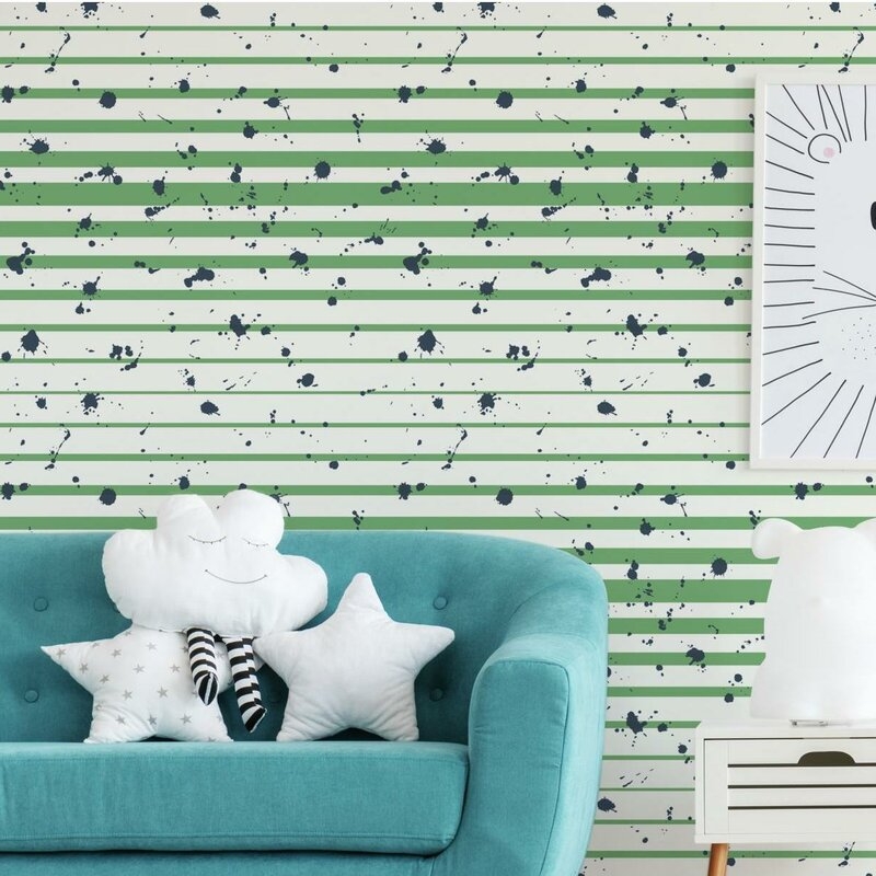 Splatter Stripe 33' L x 20.5" W Wallpaper Roll - Image 0