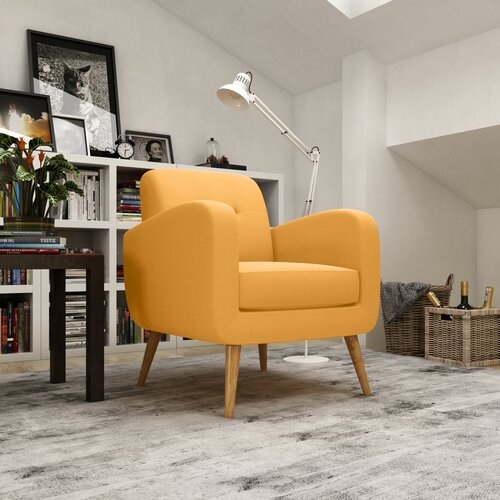 Valmy Lounge Chair- Mustard Yellow Linen - Image 2
