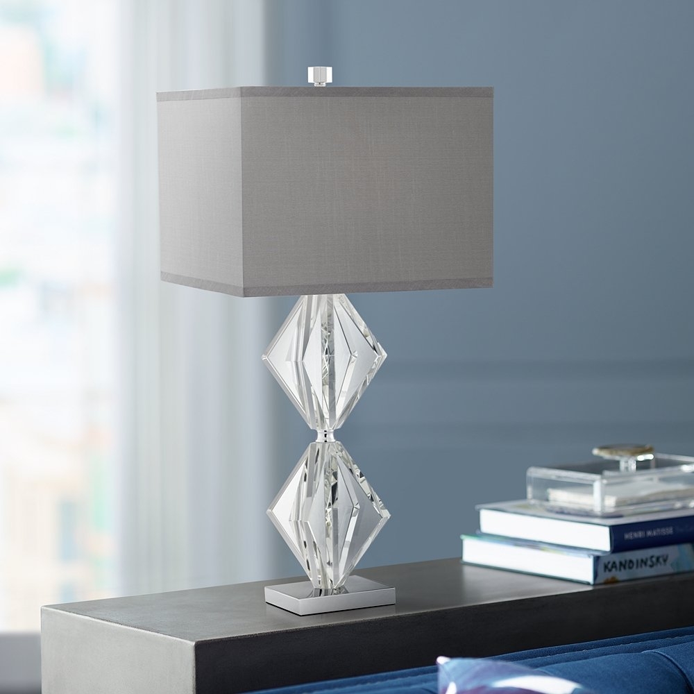 Eileen Crystal Table Lamp with Gray Shade - Style # 53X39 - Image 0