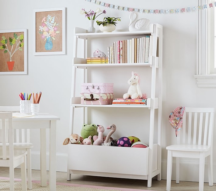 Angled Bookcase, Navy, UPS - Image 0