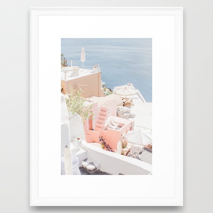 Santorini Pink Hues Framed Art Print - Image 0