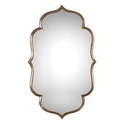 Lightly Antiqued Metallic Gold Wall Mirror - Image 0