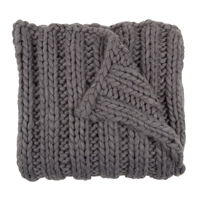 Chunky Knit Throw in Soft Gray - Image 0