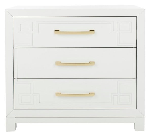 Raina 3 Drawer Chest - White/Gold - Safavieh - Image 0