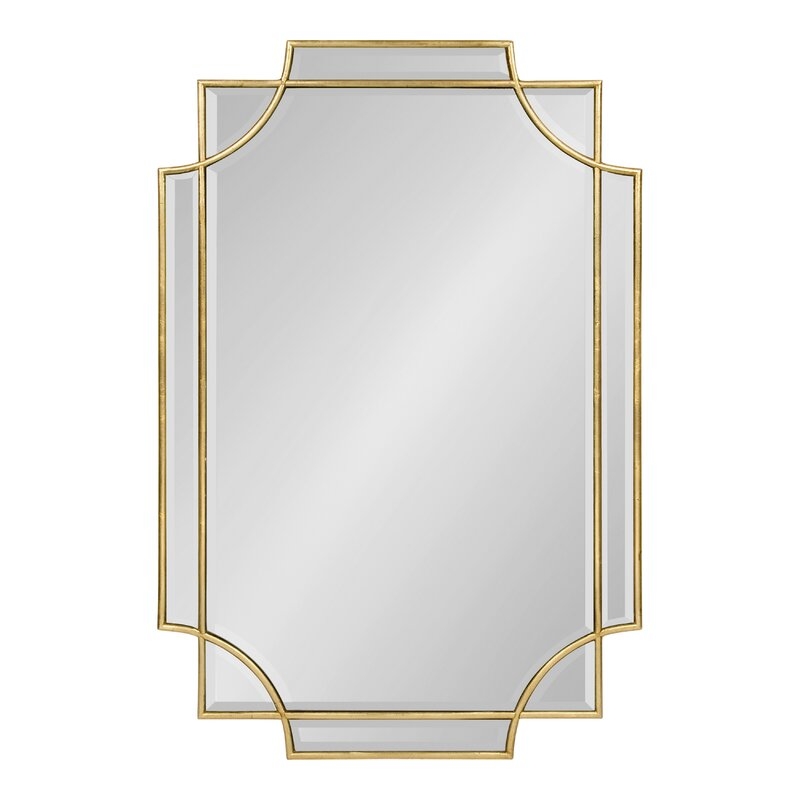 House of Hampton 36" x 24" Gold Leslie Beveled Wall Mirror - 36"x24" - Image 2