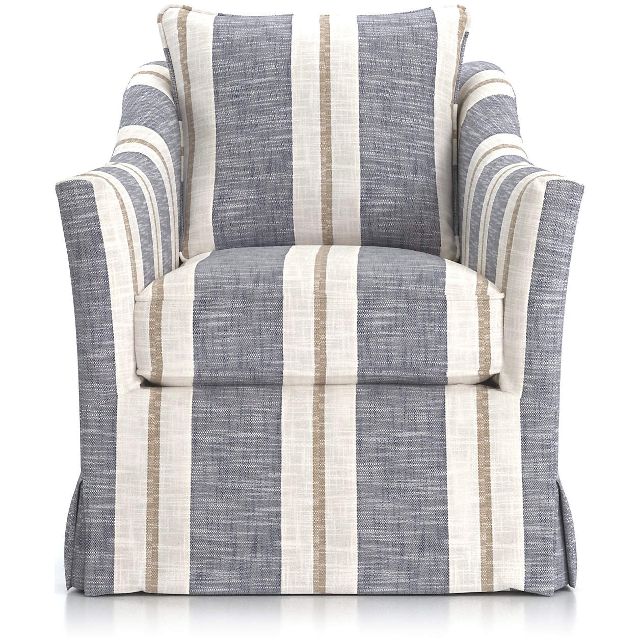 Keely Slipcovered Swivel Chair -  Winward Stripe Sky - Image 0