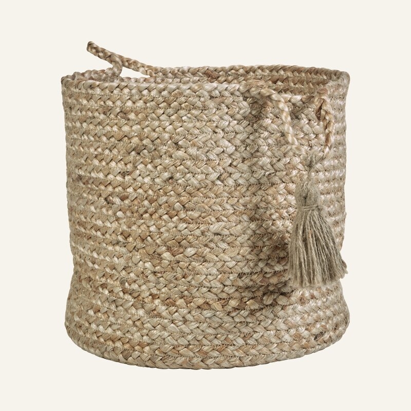 Aarya Hand-Braided Solid Natural Jute Basket - Image 0