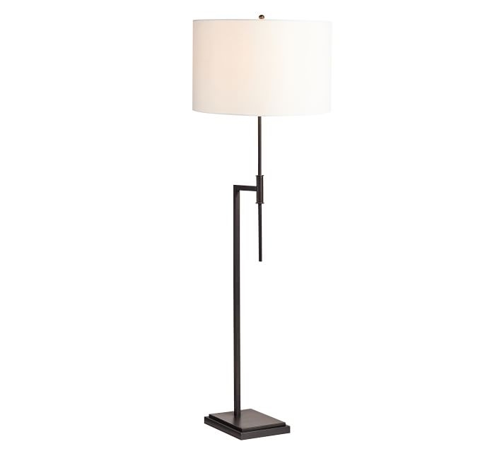Atticus Metal 58" Floor Lamp, Antique Brass with Ivory Shade - Image 0