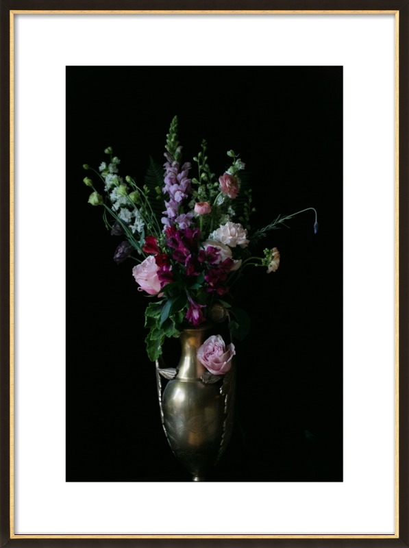 Flowers in a Vase - 23.5x31.5" - Black with Gold Wood Frame with Matte - Image 0