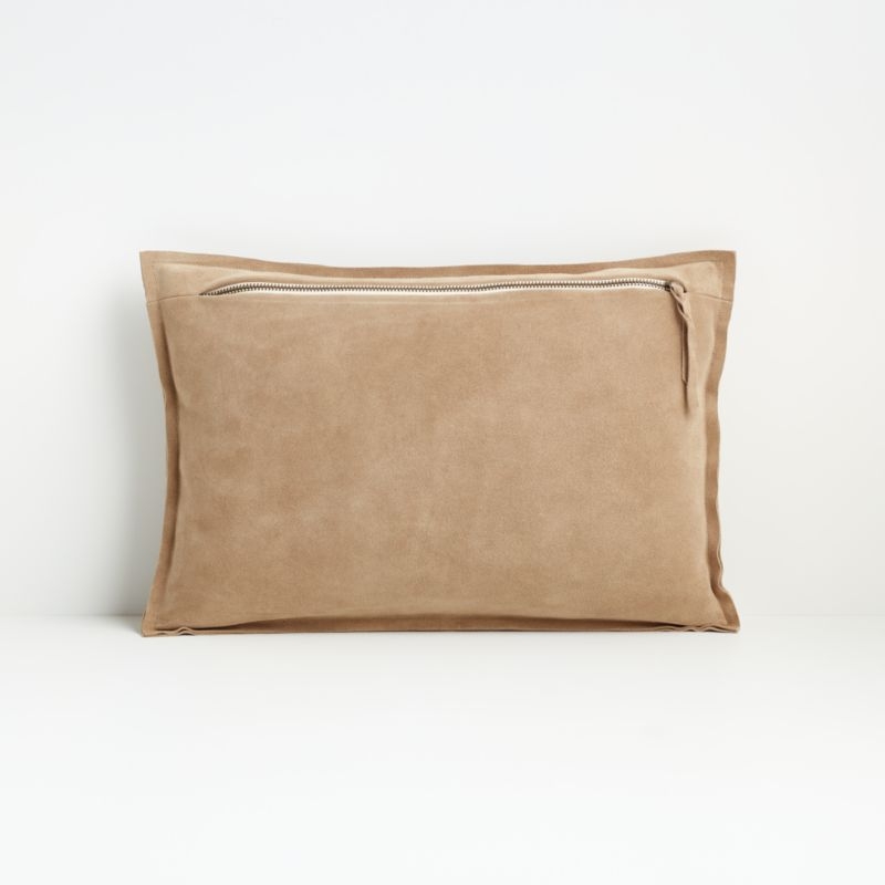 Camito Pebble 18"x12" Suede Pillow with Feather-Down Insert - Image 6