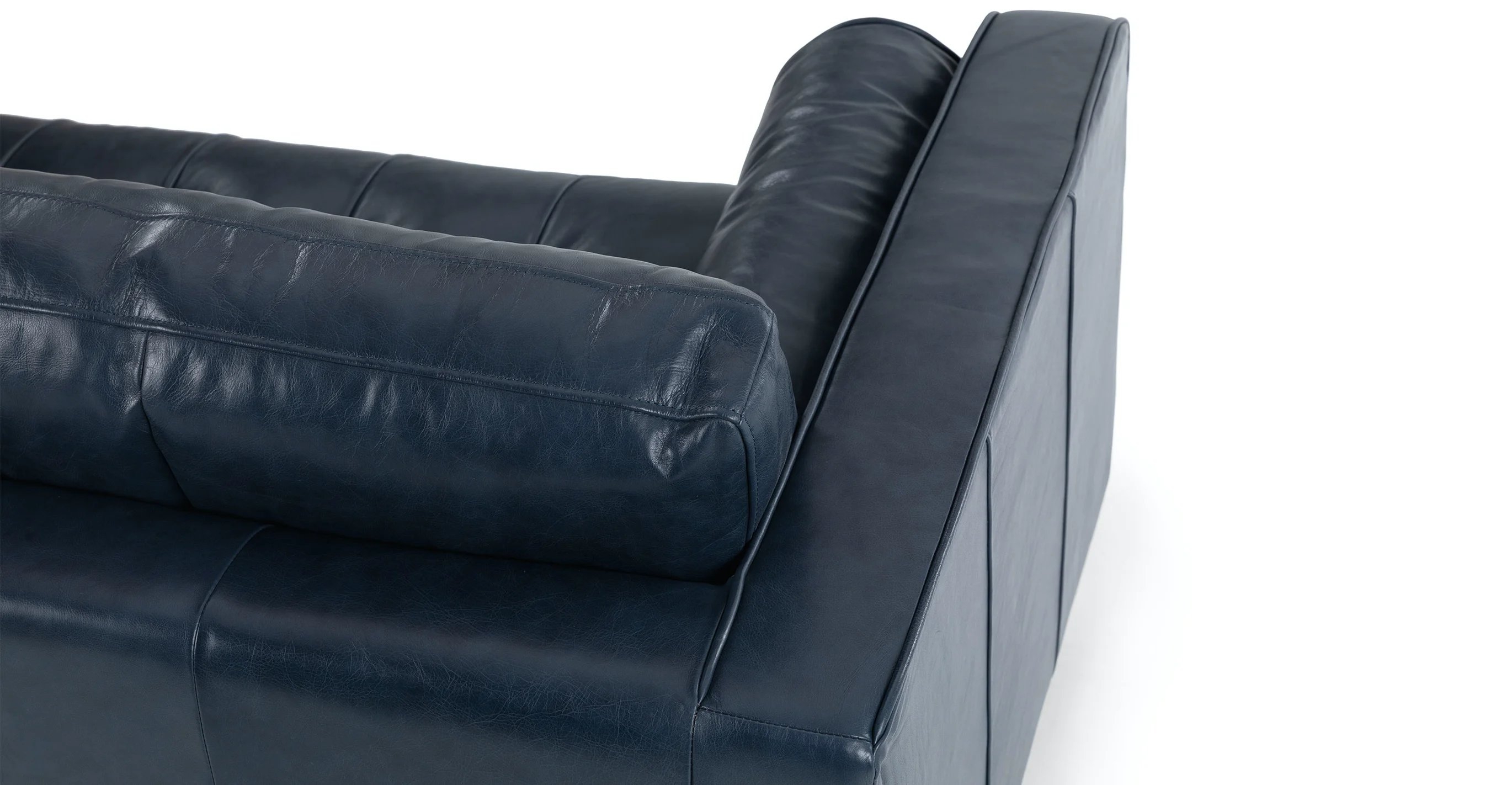 Sven 88" Tufted Leather Sofa - Oxford Blue - Image 5