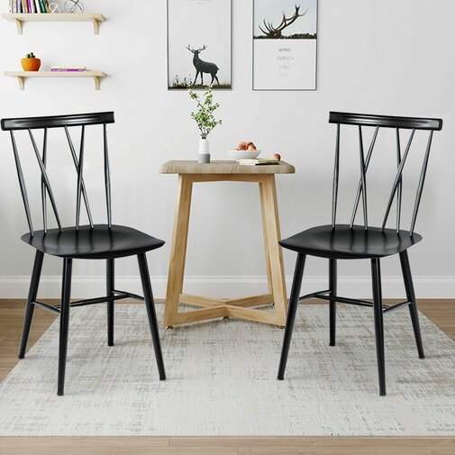 Encinal Set of 2 Dining Side Chairs Tolix Chairs Armless Cross Back Kitchen Bistro Cafe - Image 1
