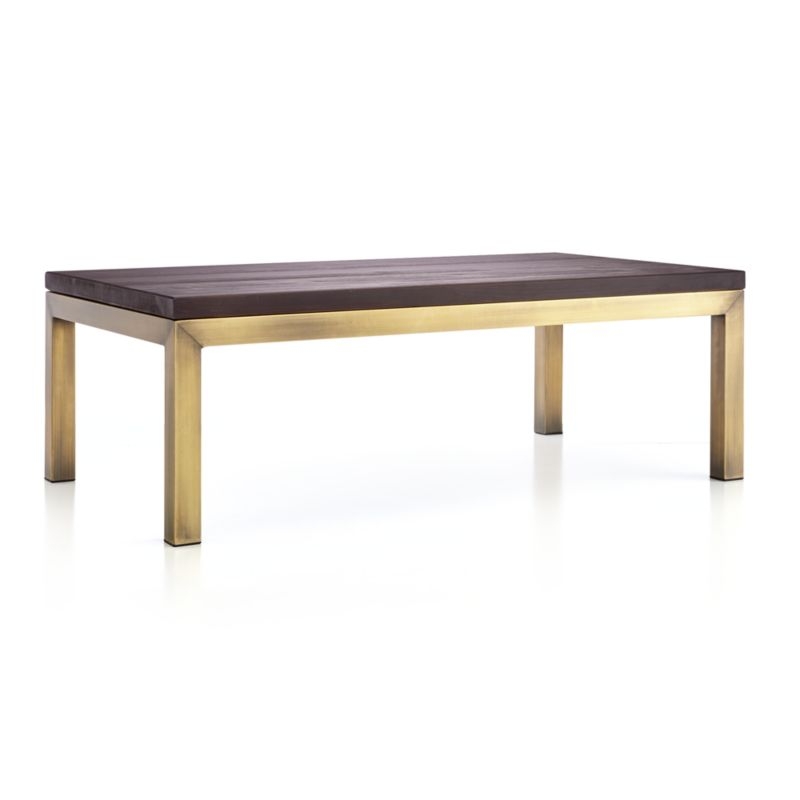 Parsons Pine Top/ Brass Base 48x28 Small Rectangular Coffee Table - Image 0