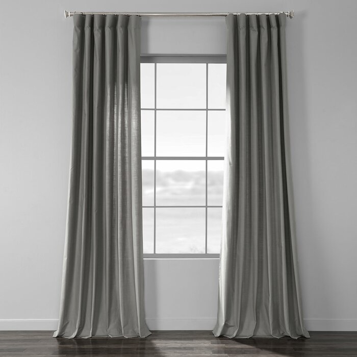 Sanger Solid Country Cotton Linen Weave Rod Pocket Single Curtain Panel - Image 0