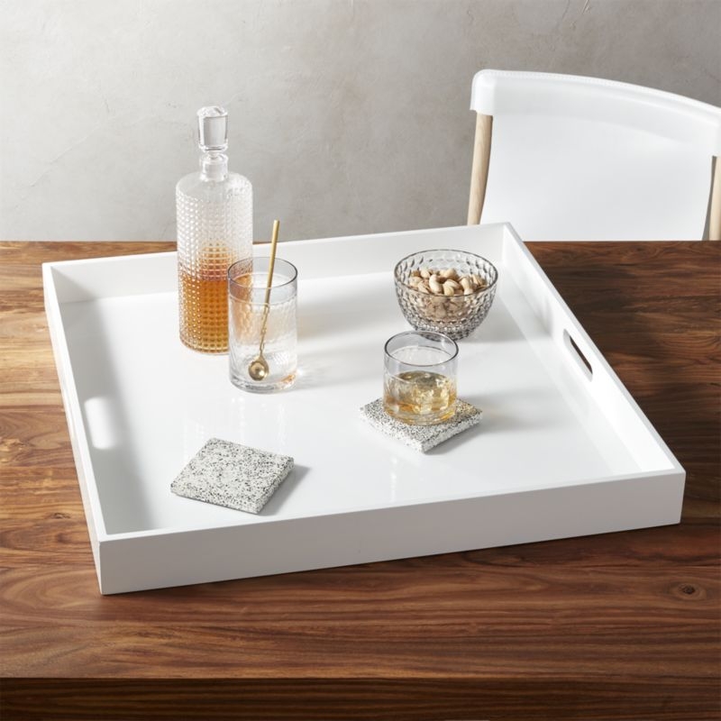 High-Gloss Extra Large Square White Tray - Image 1