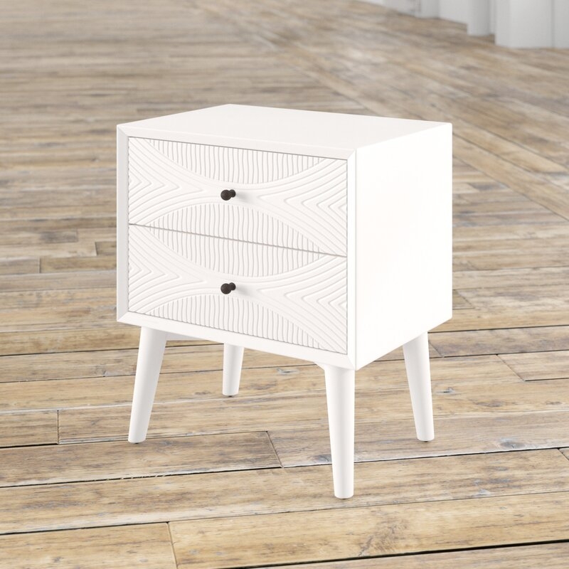 Abe 2 Drawer Nightstand in White - Image 1