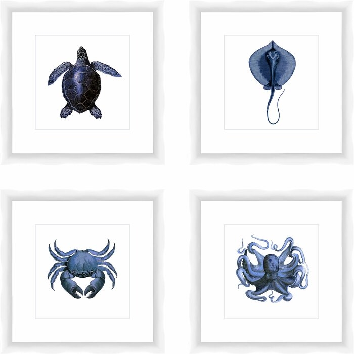 'Sea Creatures' 4 Piece Picture Frame Print Set - Image 0