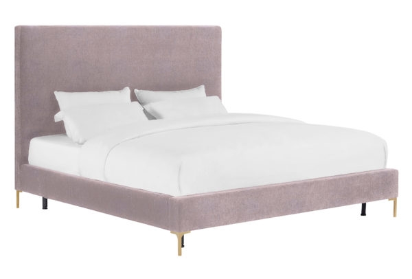 Delilah Blush Textured Velvet Bed in King - Image 1