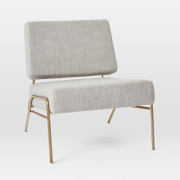Wire Frame Slipper Chair, Platinum Linen Weave - Image 0