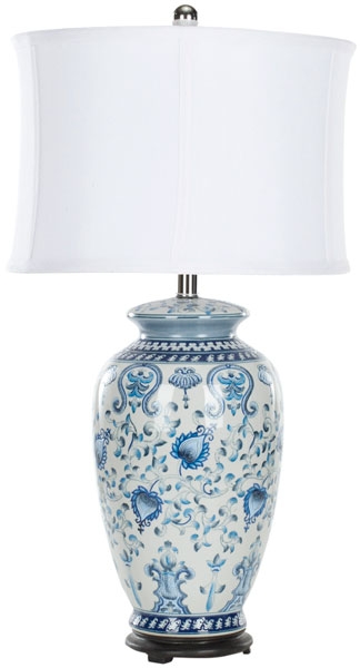 Paige 26.75-Inch H Jar Table Lamp - Blue/White - Arlo Home - Image 0