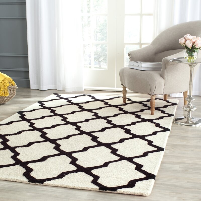 Whitchurch Handmade Tufted Wool Ivory/Black Area Rug - Image 1