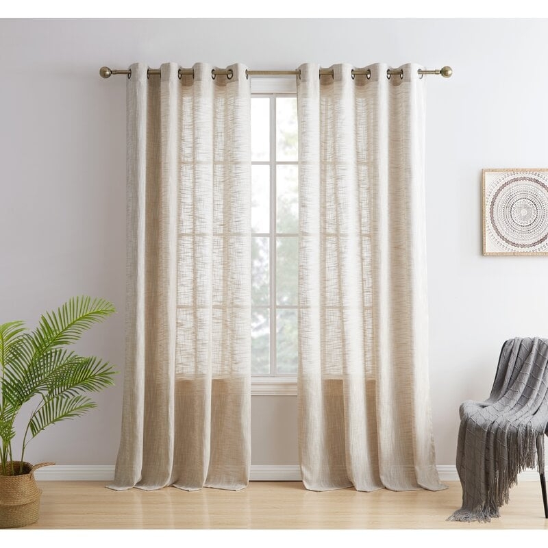 Hallmark Solid Semi-Sheer Grommet Curtain Panels (Set of 2) - Image 0