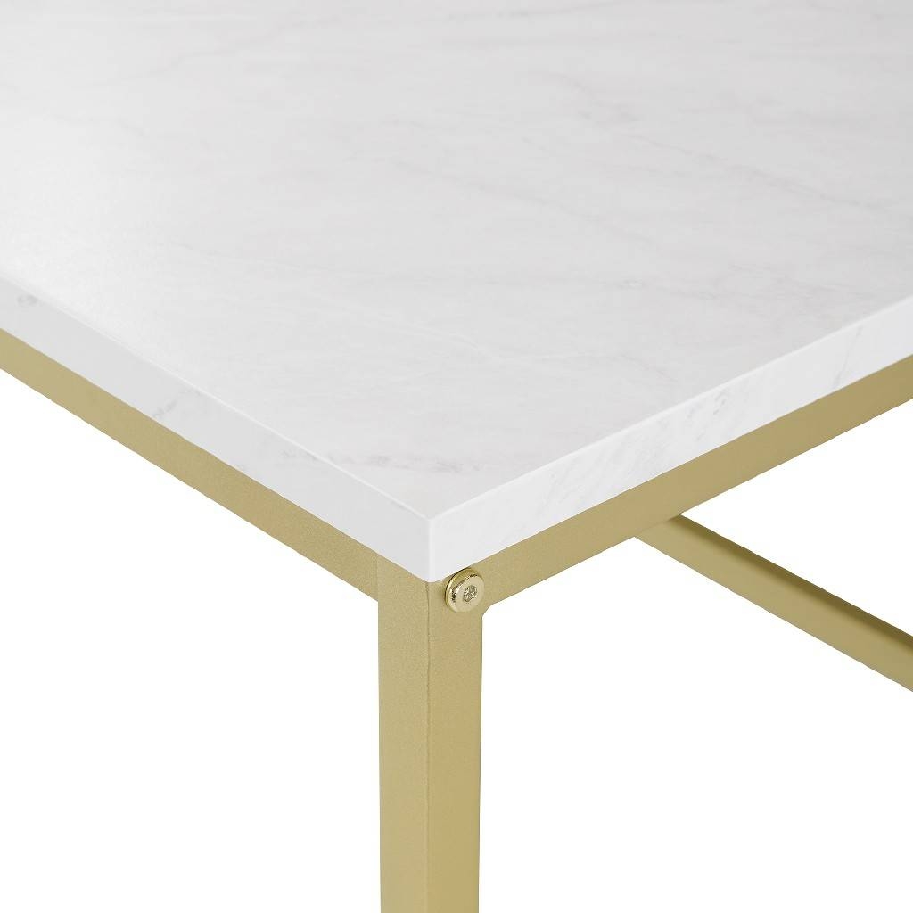 42" Open Box Coffee Table - Faux White Marble/Gold - Image 2