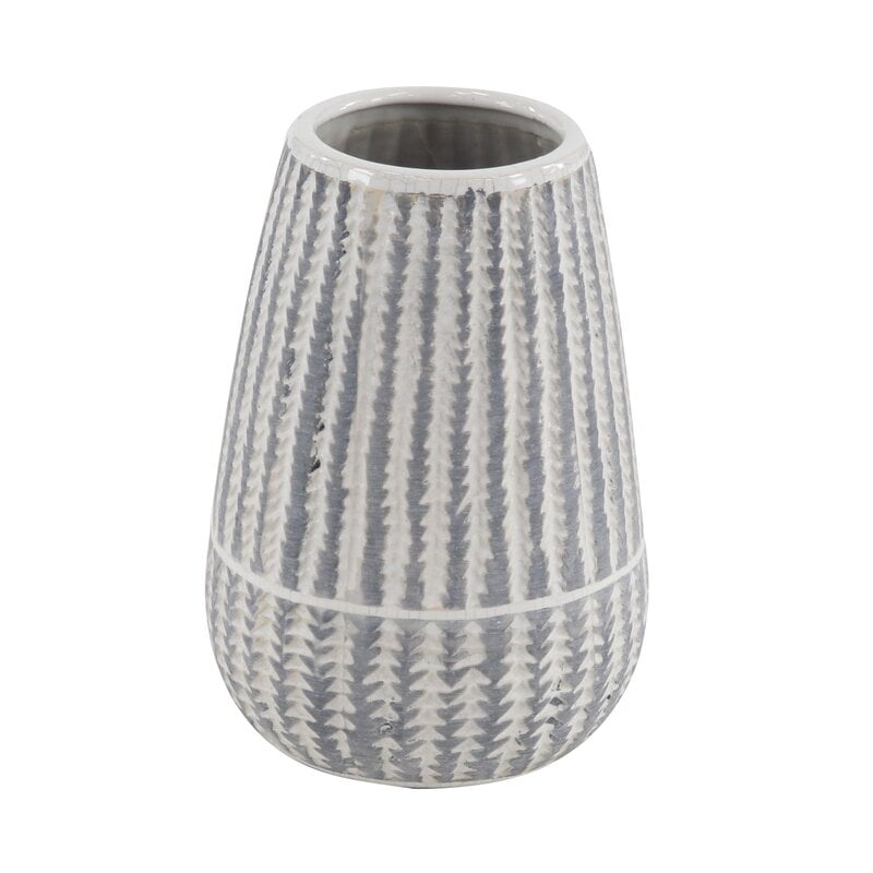 Gittens Modern Ribbed Stoneware Table Vase - Image 0