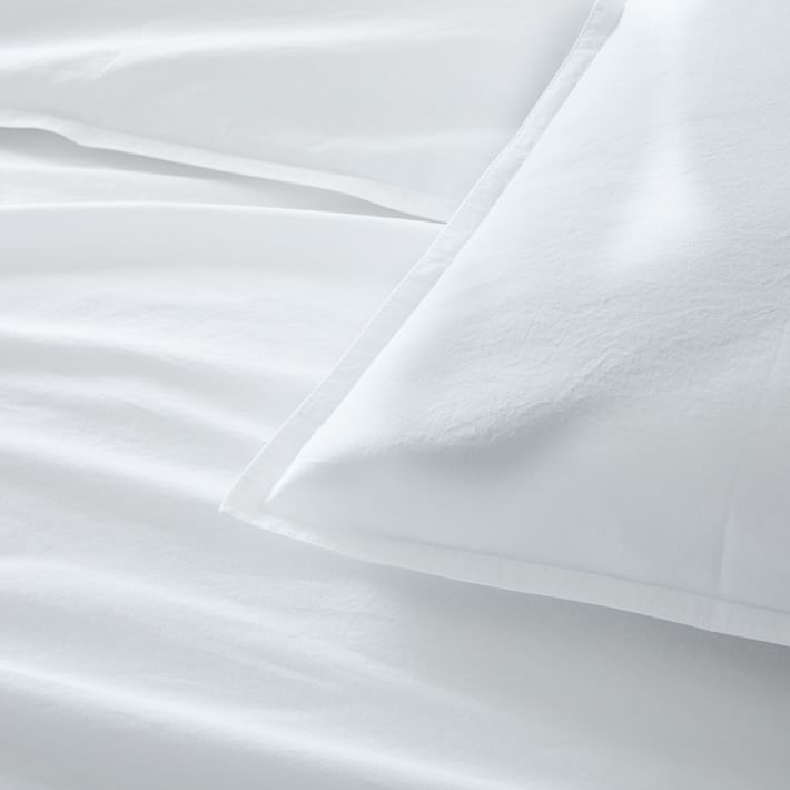 Organic Washed Cotton Duvet, Full/Queen, White - Image 1