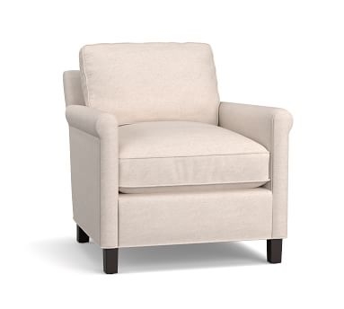 Tyler Square Arm Upholstered Armchair without Nailheads, Down Blend Wrapped Cushions, Sunbrella(R) Performance Chenille Salt - Image 1