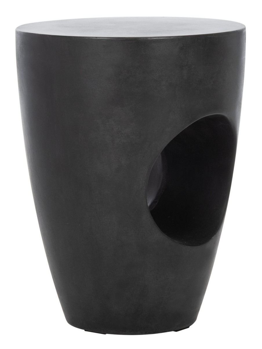 Aishi In/Outdoor Accent Stool - Black - Safavieh - Image 1