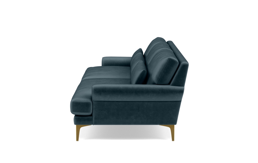 Maxwell Custom Sofa - Sapphire Mod Velvet - Brass Sloan L Leg - 90" Sofa - Standard Down Blend Cushions - Image 2