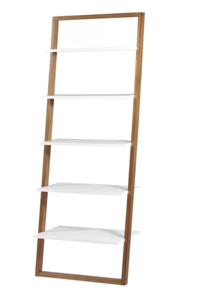 Santino Ladder Bookcase, Natural & White - Image 0