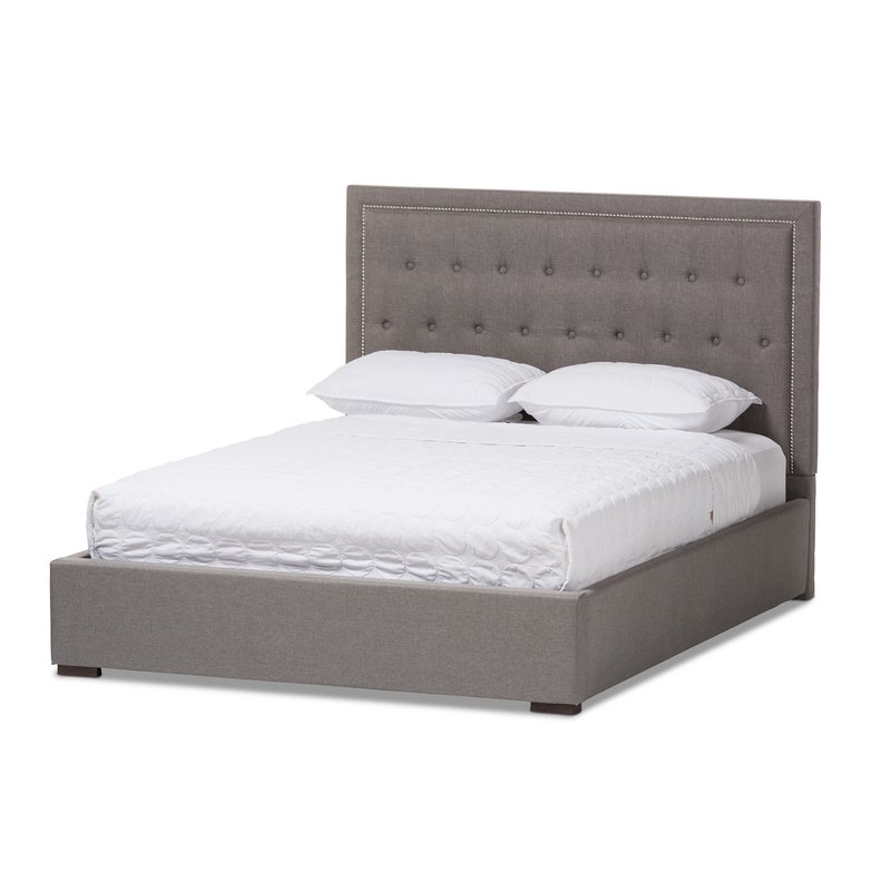 Sedgwick Queen Contemporary Wood Upholstered Storage Platform Bed_ light gray - Image 0