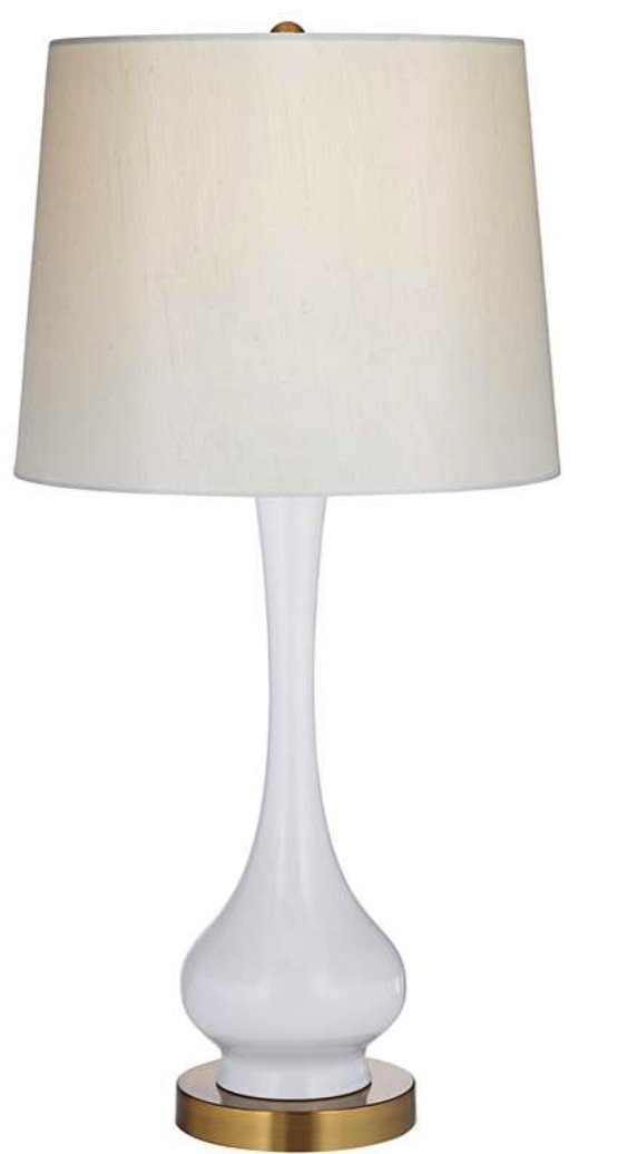 Lula White and Brass Gourd Table Lamp - Image 0